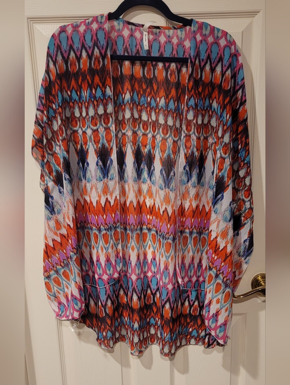 Truth Multicolor Ikat-Print Lightweight Tunic in Pink, Orange & Blue